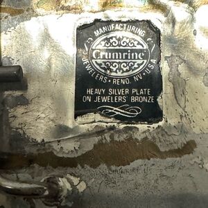 vintage Crumrine belt buckle made of heavy silver plate on jeweler's bronze. 